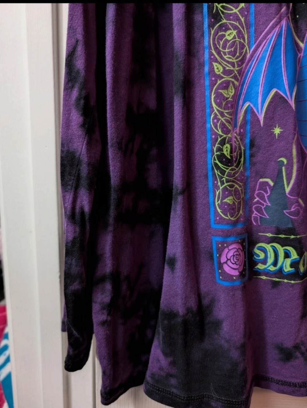 Torrid Disney Villains Women's Maleficent Graphic T Shirt Black Tie Dye Quote Te - Picture 8 of 9